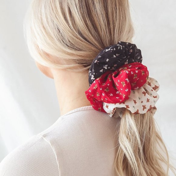 Floral Scrunchie - Black Mustard Red - Picture 10 of 11